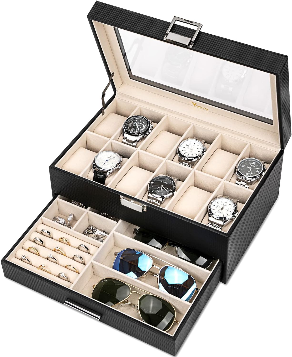 Voova 2-Layer Watch & Jewelry Organizer