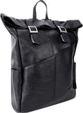 Leather Dual Access 17ft Laptop Backpack - Pebble Grain Calfskin