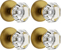Antique Brass Dummy Glass Crystal Door Knobs 4 Pack - Vintage Look