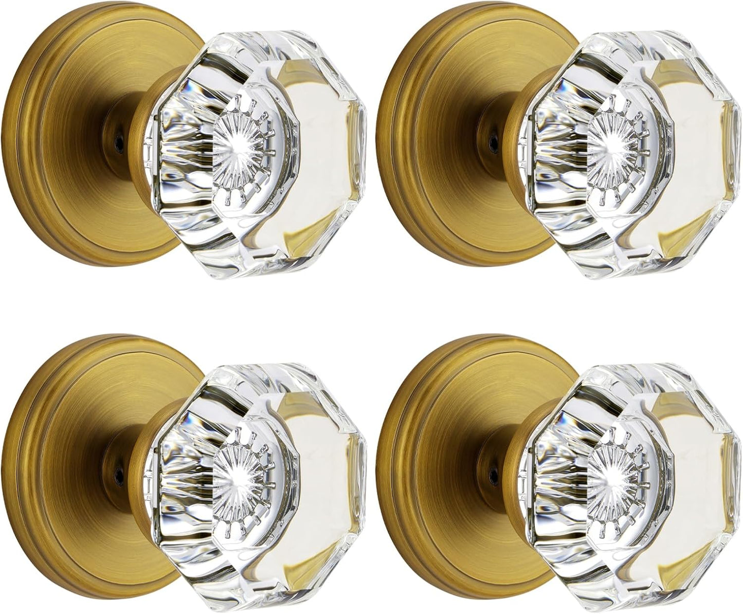 Antique Brass Dummy Glass Crystal Door Knobs for Bifold Closets