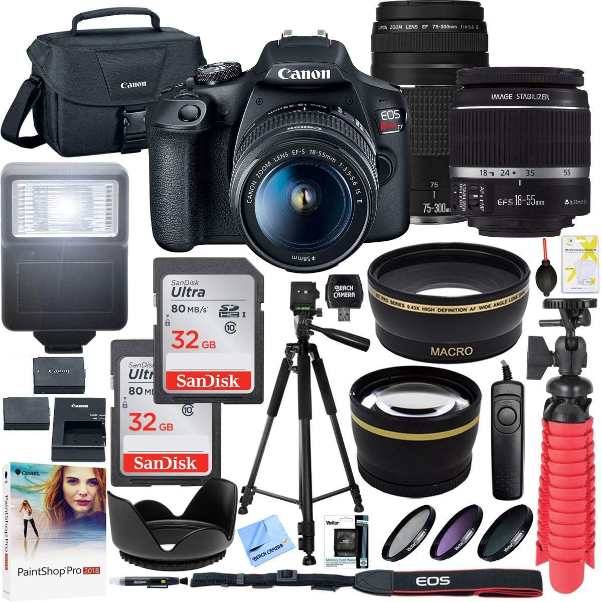 Canon T7 EOS Rebel DSLR Camera Bundle with Lenses and Accessories