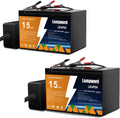Lithium Battery 12V 15Ah LiFePO4 2-Pack - Long Cycle Life