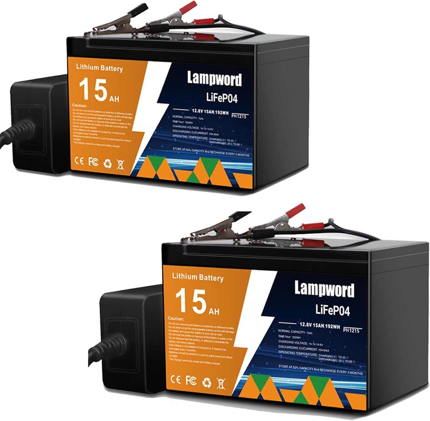 Long-Lasting Power: Lithium Battery 2 Packs 12V 15Ah