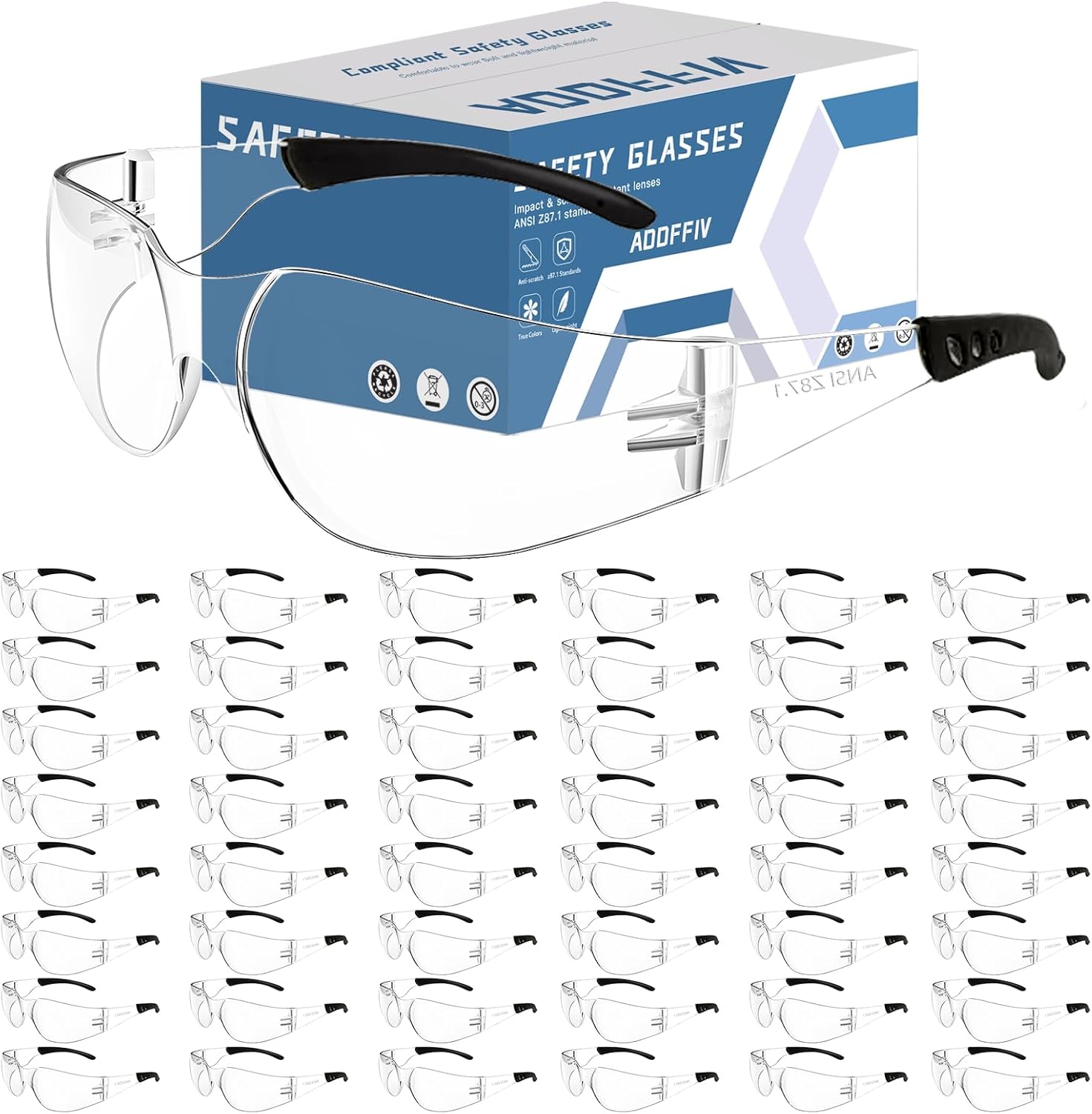 Clear Safety Glasses Bulk of 50 for Lab and Construction Use