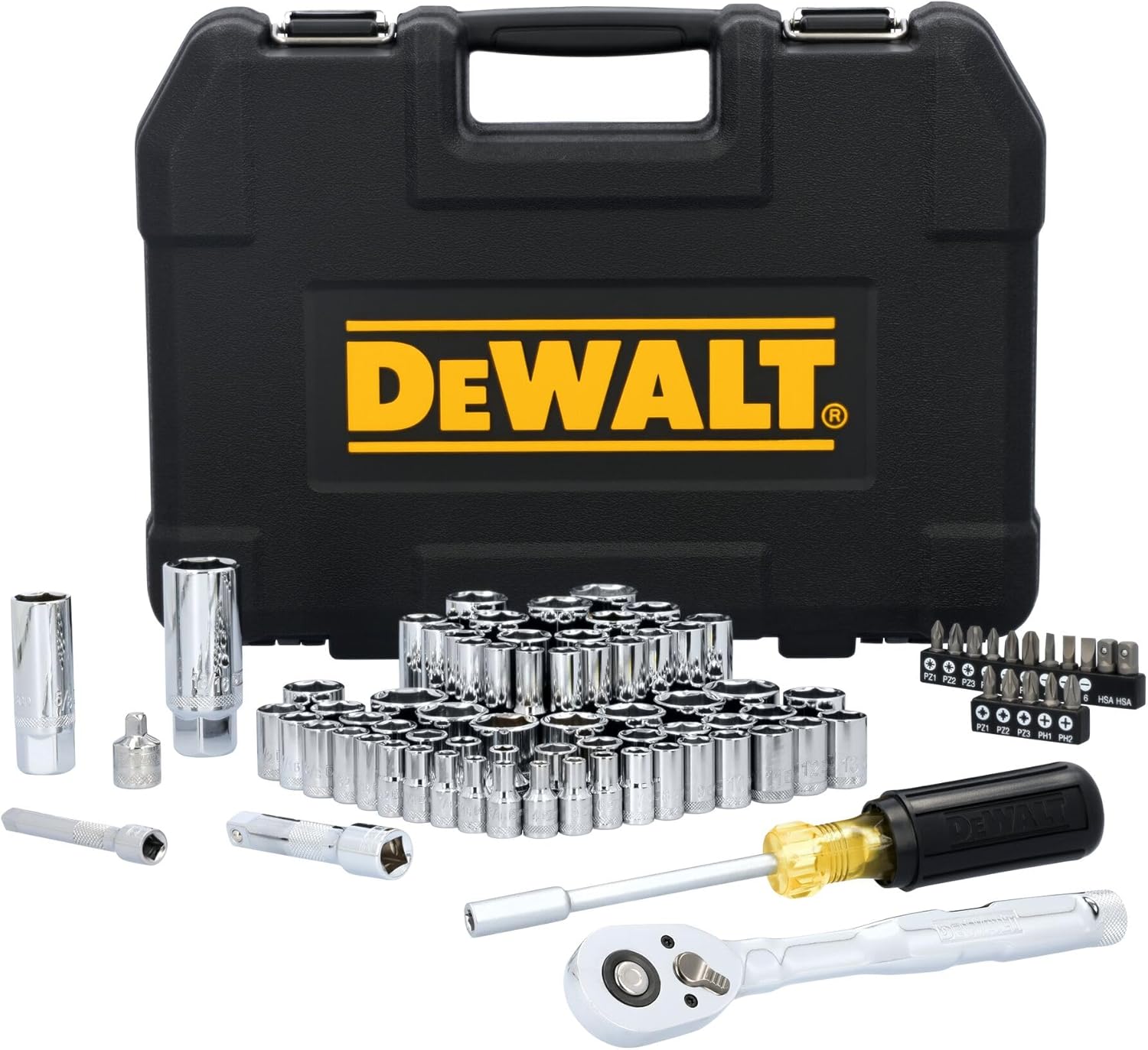 Mechanics Tool Set 84 Piece SAE/Metric Low Profile Ratchet 1/4ft Drive