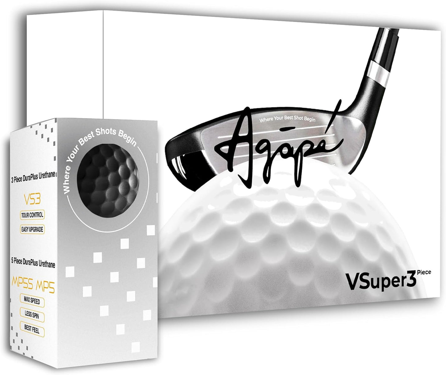 agape White DuraPlus Golf Balls, Dual Core