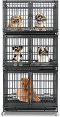 Homey Pet 43 in Three Tiers Dog Crate Cage Kennel - Stackable, Heavy