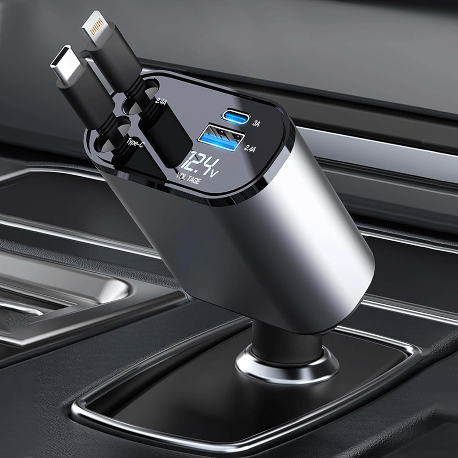 Fast 100W Retractable Car Charger for Multiple Devices