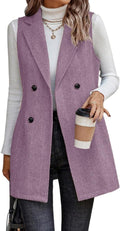 Long Vest for Women Sleeveless Tweed Blazer - Smart Layering Vest