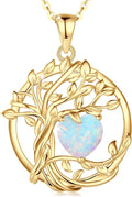 Tree of Life October Birthstone Necklace - Sterling Silver Pendant
