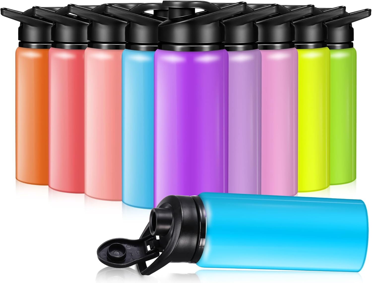 10 Pieces 20oz Reusable Aluminum Water Bottles for Outdoor Use