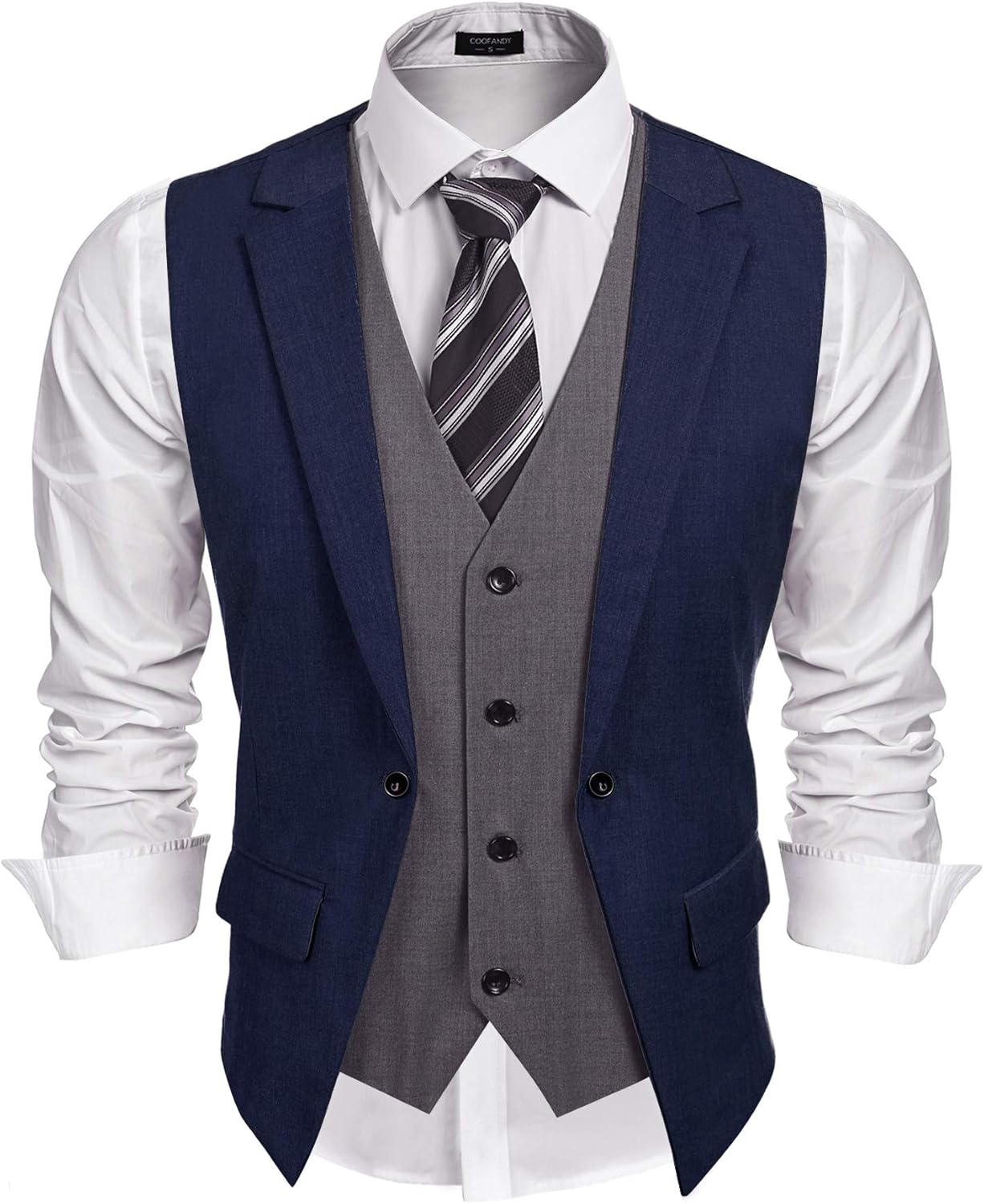 COOFANDY Men's Layered Suit Vest for Formal and Casual Wear