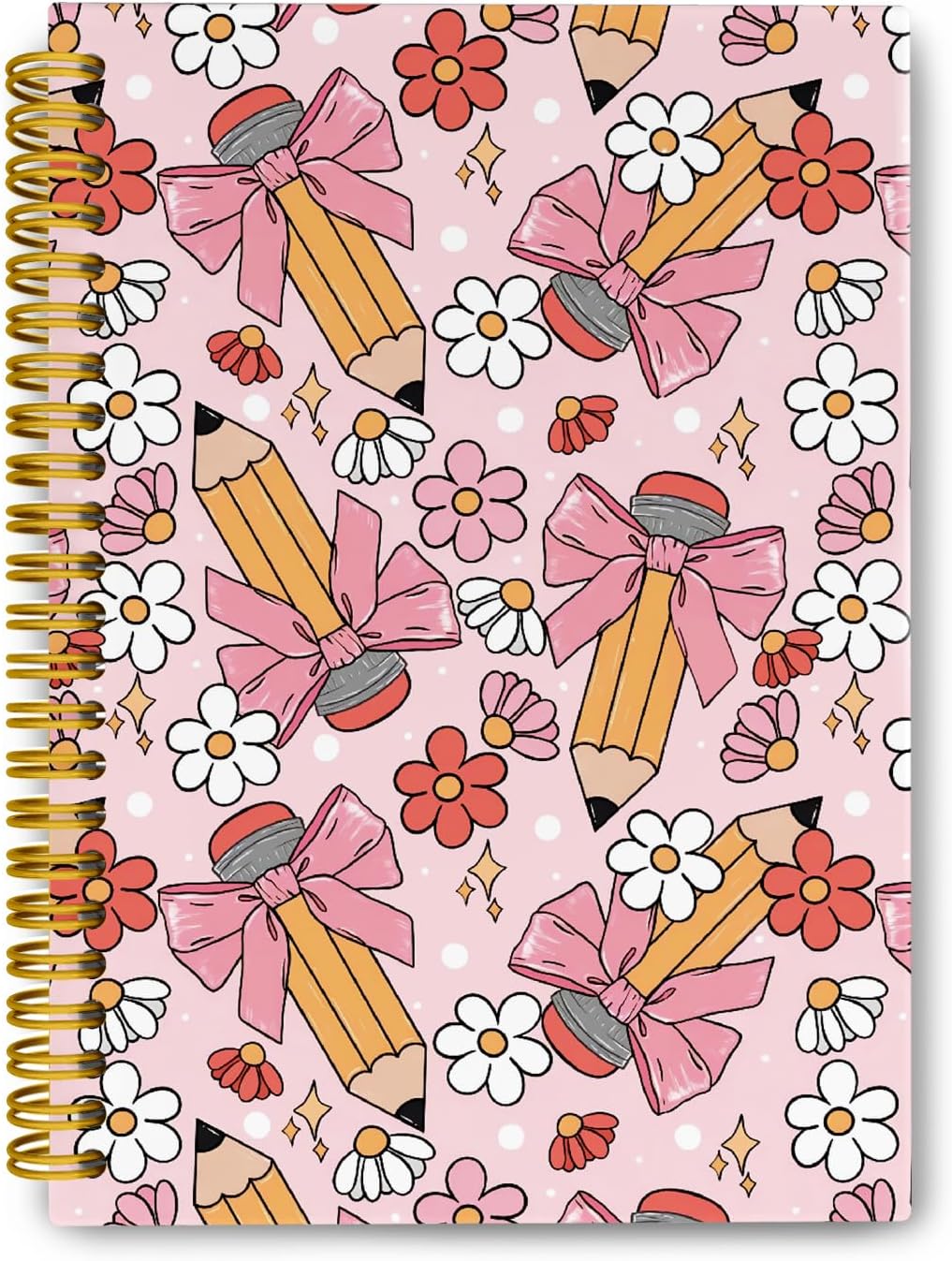 Cute Pink Bow Spiral Notebook for Girls - College Ruled