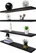 36 Inch Floating Shelves for Wall Rustic Black Wood Set of 4
