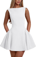 YMDUCH Women's Backless A-line Mini Party Prom Dress - Flattering Fit