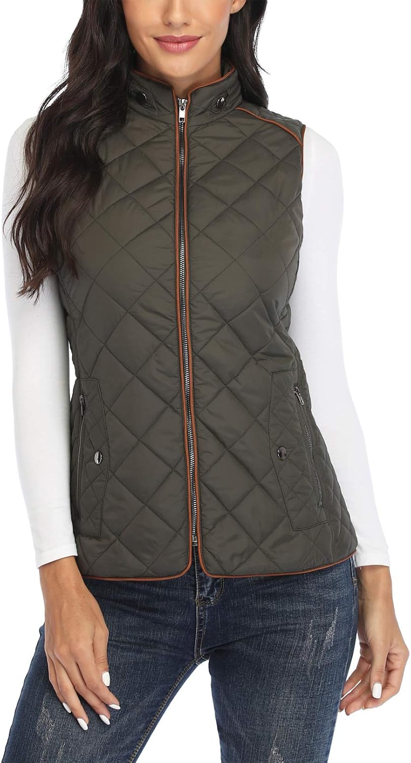 Dilgul Women's Quilted Vest: Lightweight Zip Padded Style