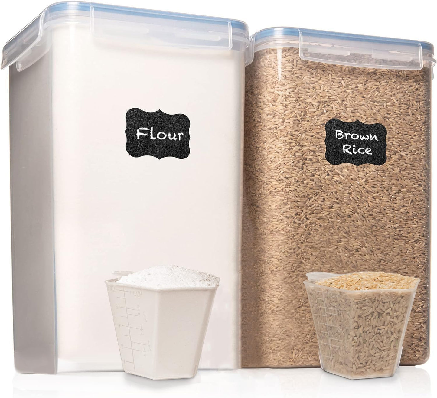 Large Flour Sugar Storage Containers - 2 PC Set for Kitchen