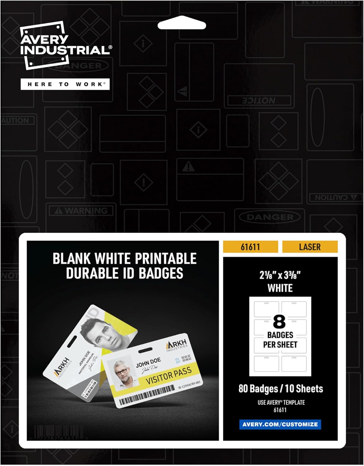 Avery Durable Wide ID Badges for Lanyards, Laser Printable