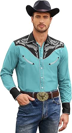 COOFANDY Men's Western Cowboy Shirt for Stylish Casual Wear