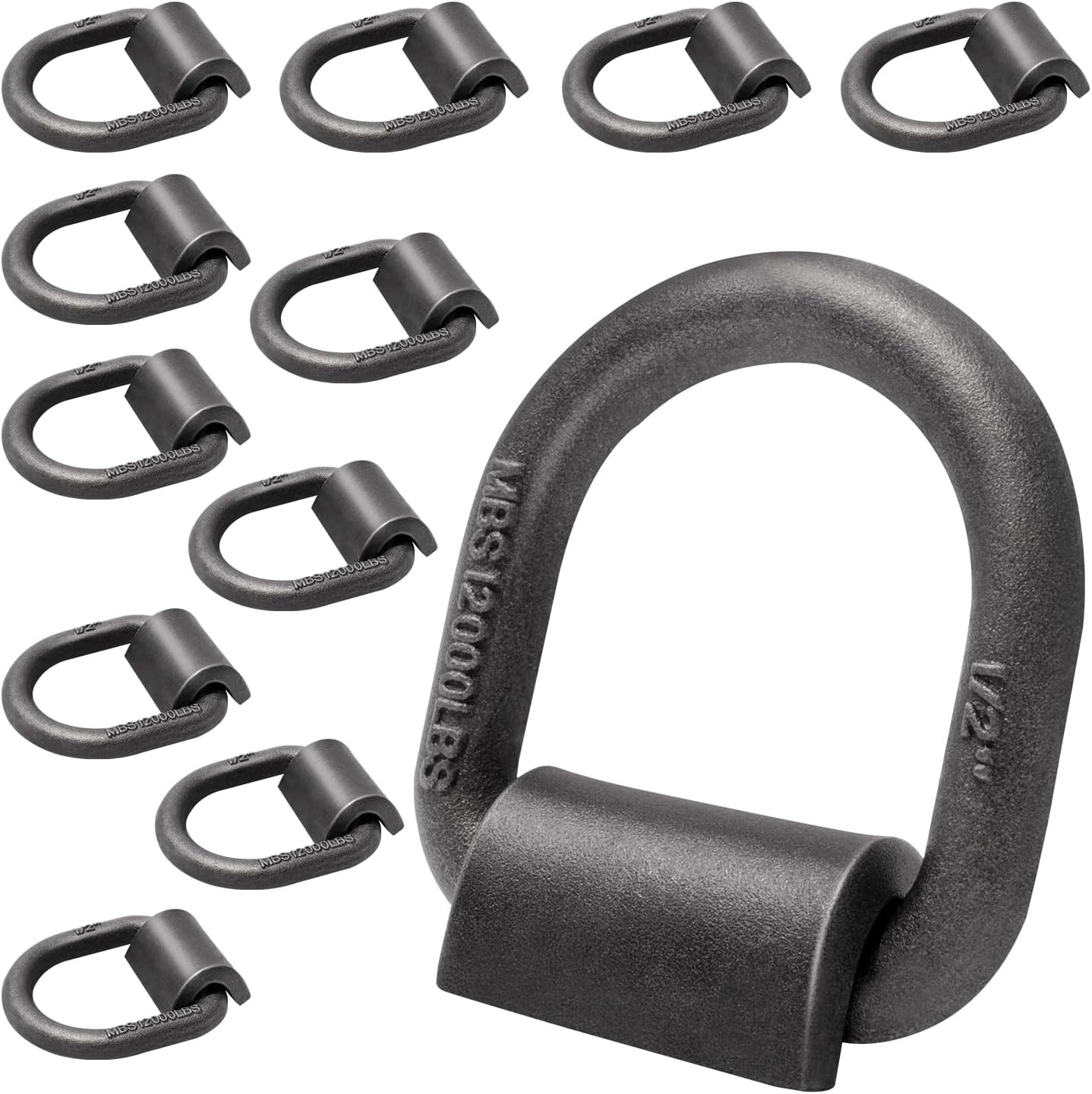 12Pcs Heavy Duty 12000LBS Trailer Weld-On D Ring Tie Downs