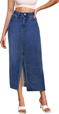 Women's Classic Long Denim Skirt for Professional Office Style