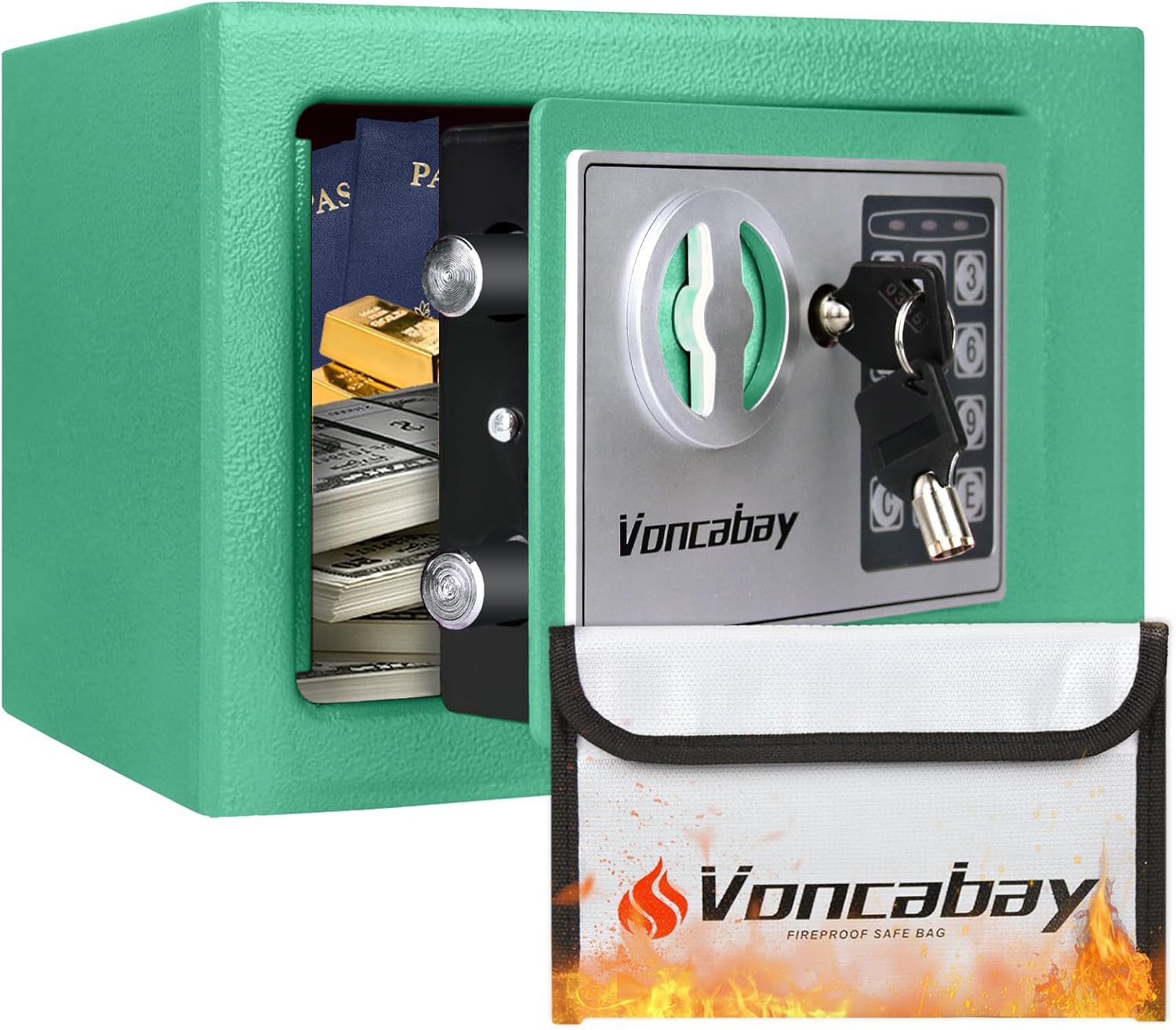 Voncabay Money Safe Box with Sensor Light & Fireproof Design