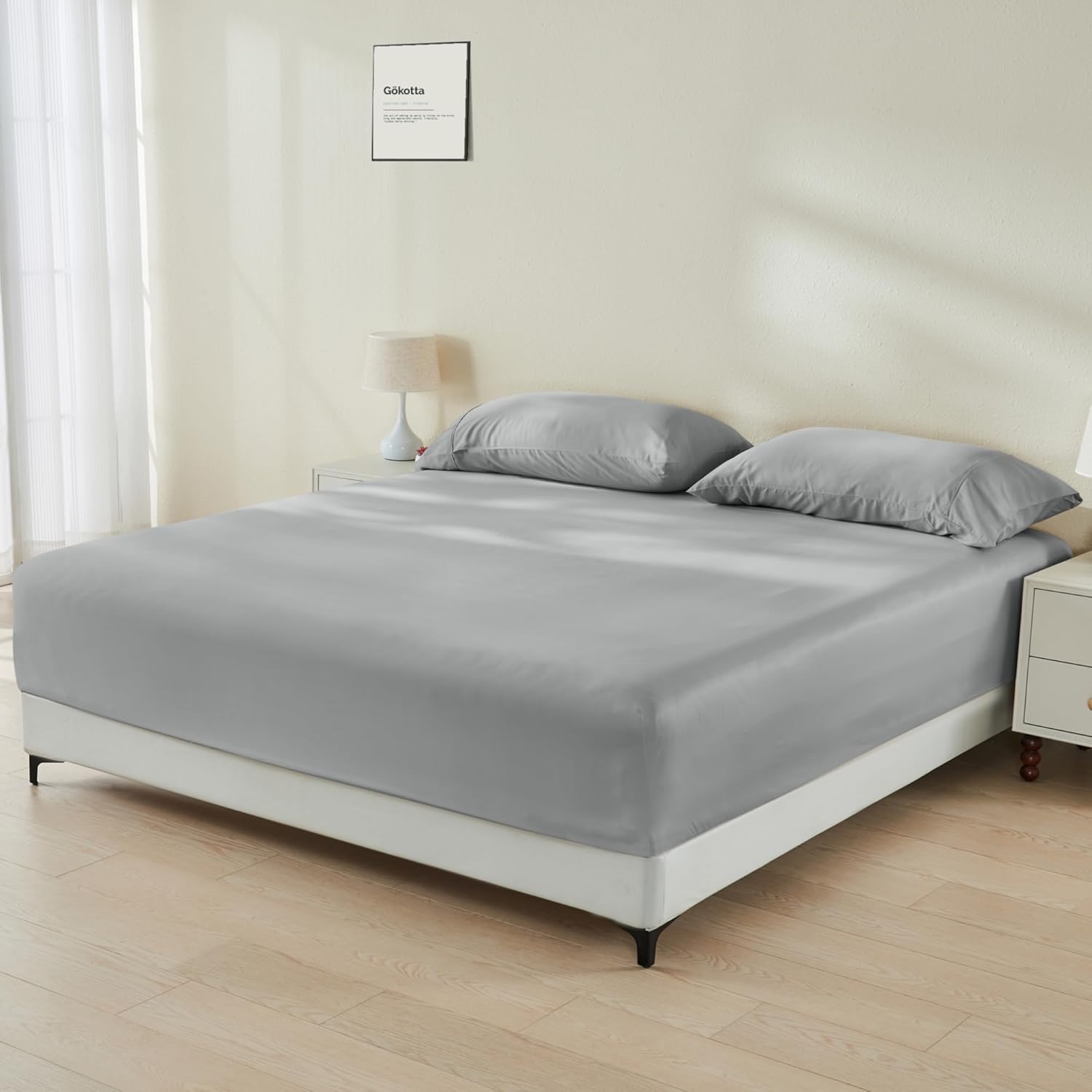 GOKOTTA Bamboo Rayon Fitted Sheet Set for California King Beds