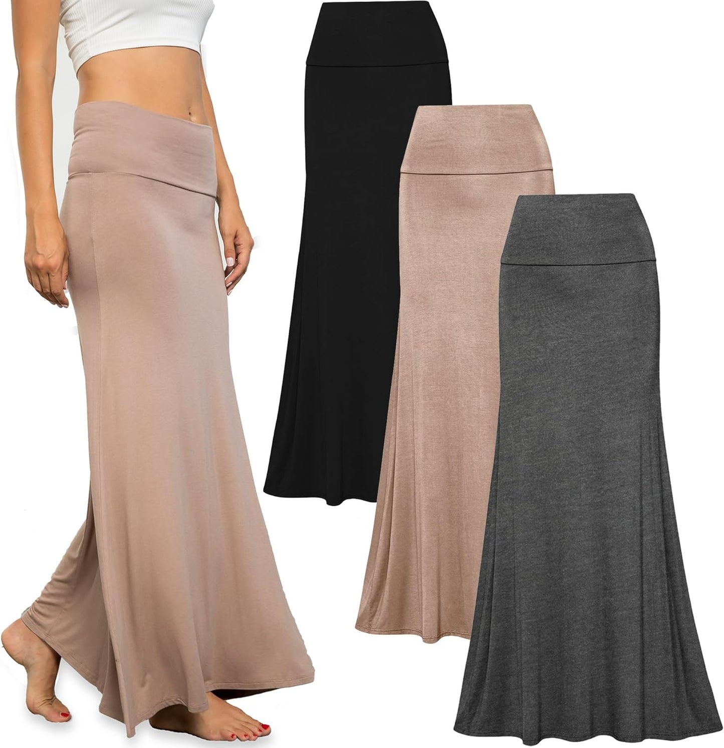 Free to Live 3 Pack Long Skirts for Women - Flowy Maxi Skirts
