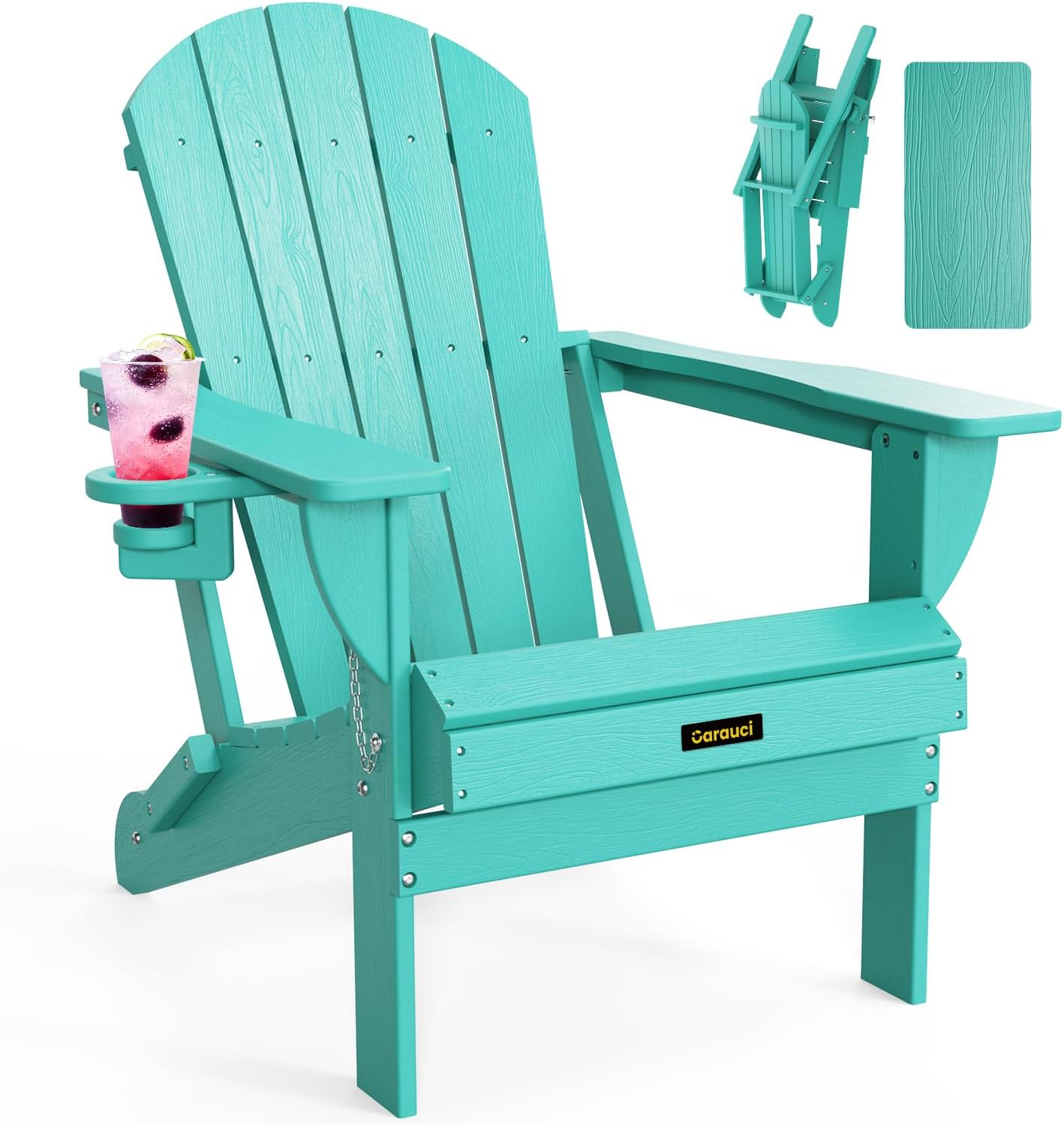 Durable Folding Adirondack Chair with Cup Holder for Outdoors