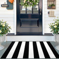 Black and White Striped Rug 2ft 4in x 3ft 7in - Washable Cotton Indoor
