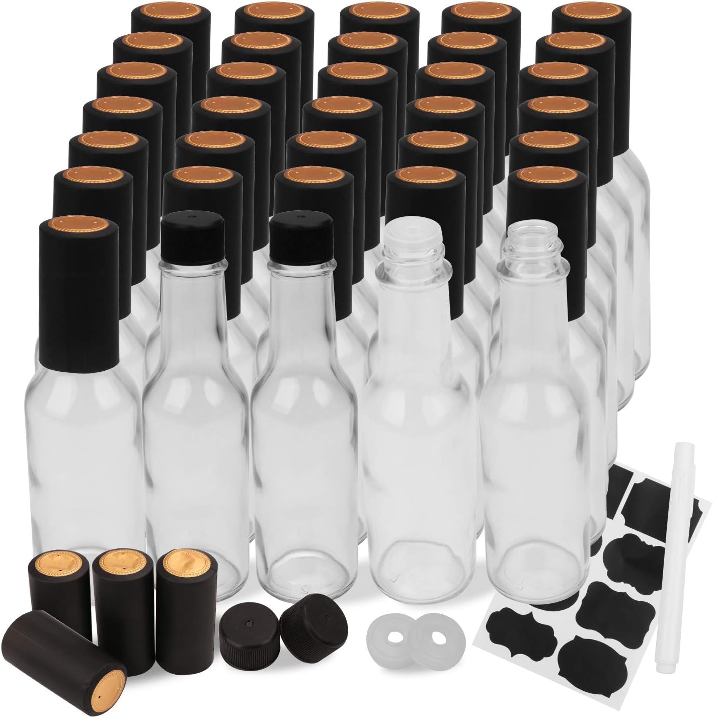 35 Pack 5oz Hot Sauce Bottles with Lids for Homemade Sauces