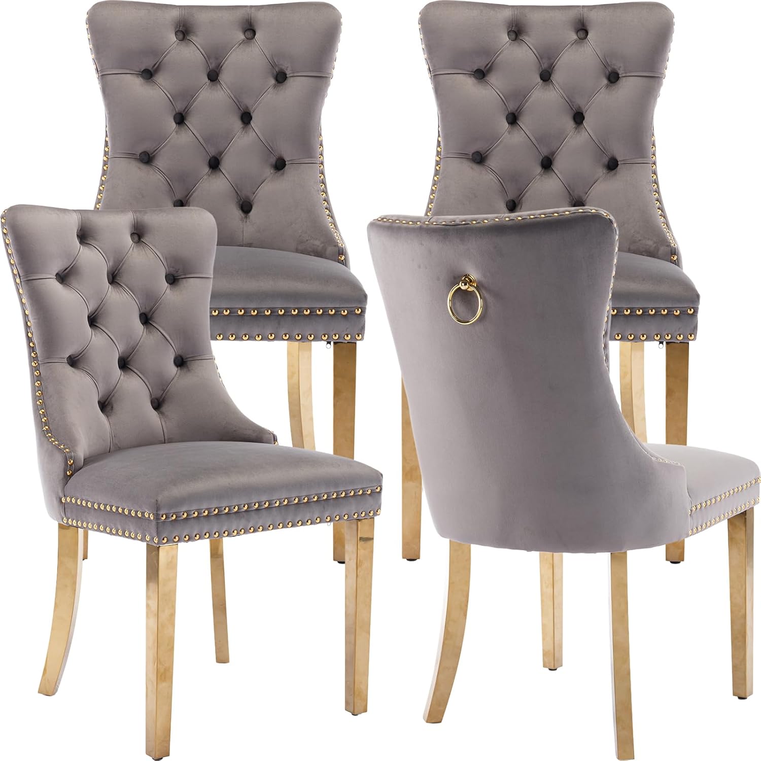 Velvet Dining Chairs Set of 4 for Stylish Kitchen Decor