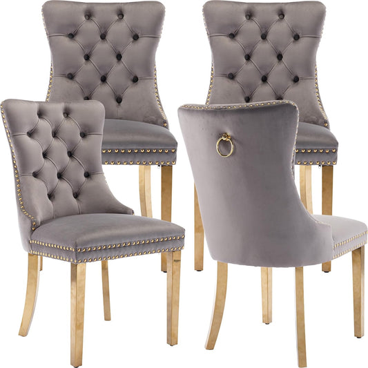 Velvet Dining Chairs Set of 4 for Stylish Kitchen Decor