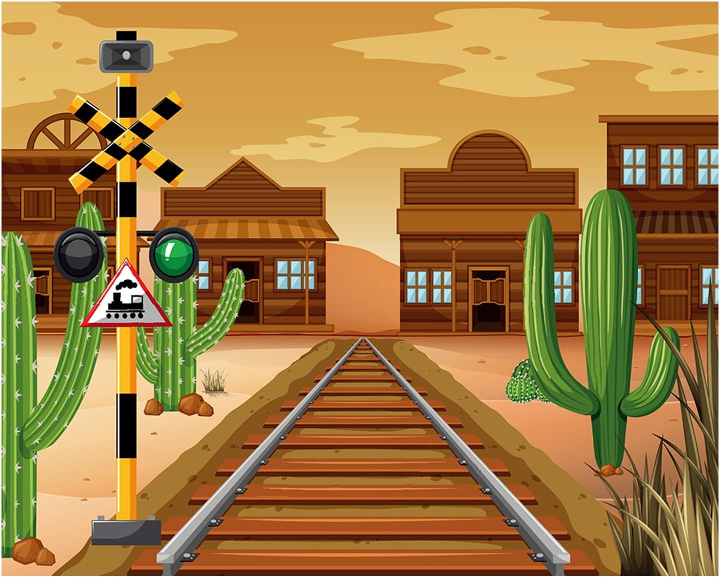 10X8FT Western Railroad Theme Photography Backdrop for Events