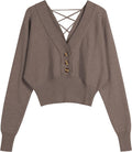 ZAFUL womens Modern V-Neck Backless Pullover Sweater - Cozy Stylish