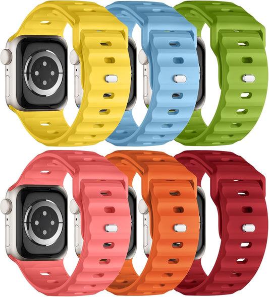 Adorique Sport Bands 6-Pack - Waterproof Silicone Straps for Apple Watch