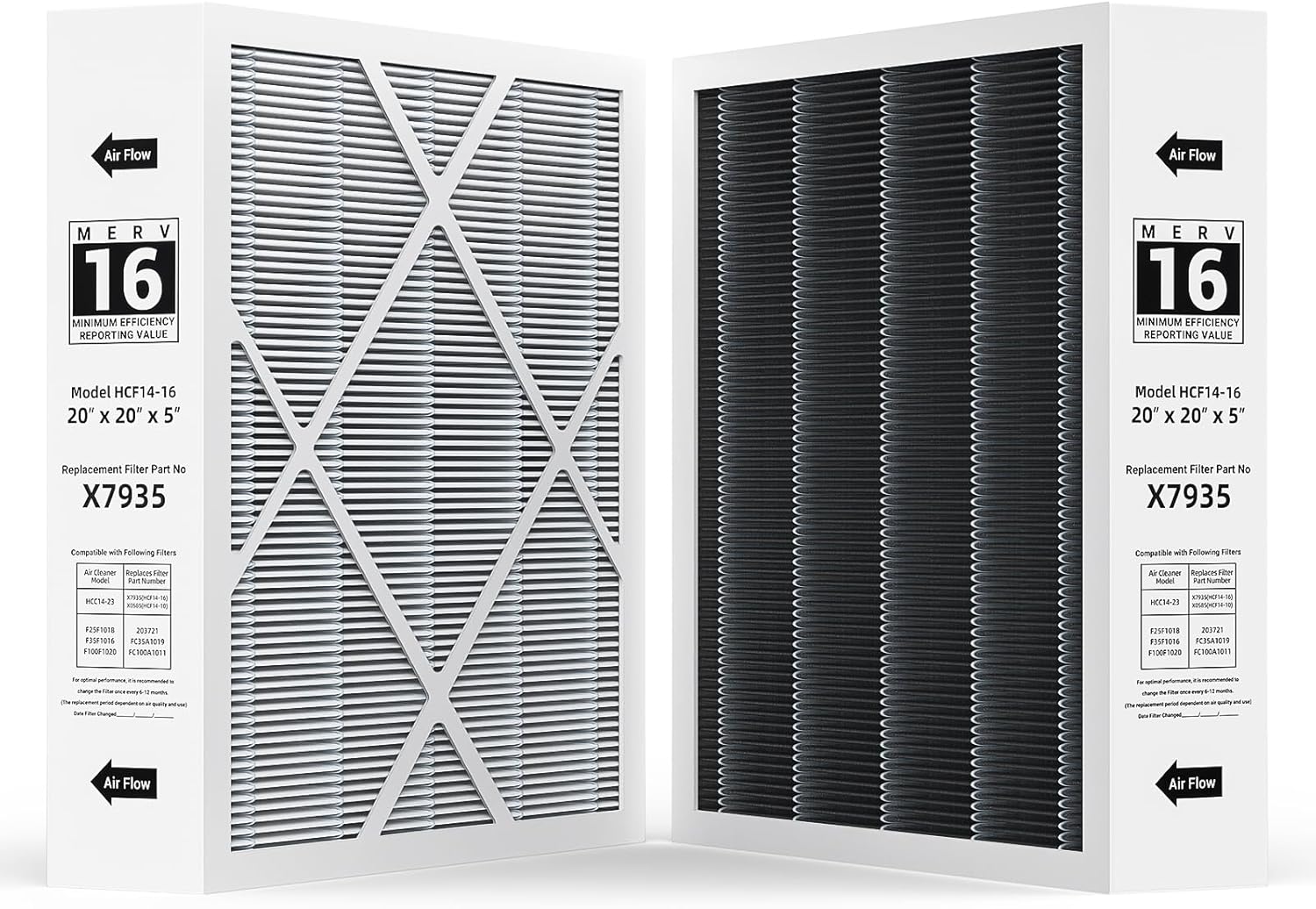 X7935 20x20x5 MERV 16 Air Filter for Lennox and Honeywell