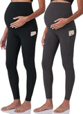 Women's Maternity Workout Leggings Over The Belly - With Pockets