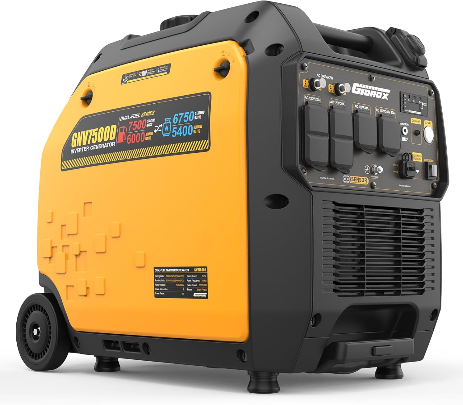 7500W Dual Fuel Inverter Generator for RV and Camping Needs