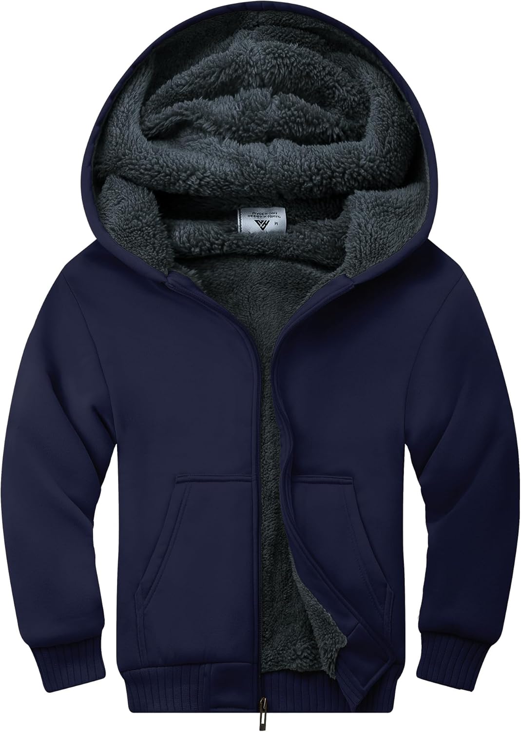 Unisex Boys Girls Fleece Hoodie Sherpa Lined Jacket for Kids