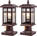Bronze Post Lights Dusk to Dawn 2 Packs - Easy Automatic Outdoor