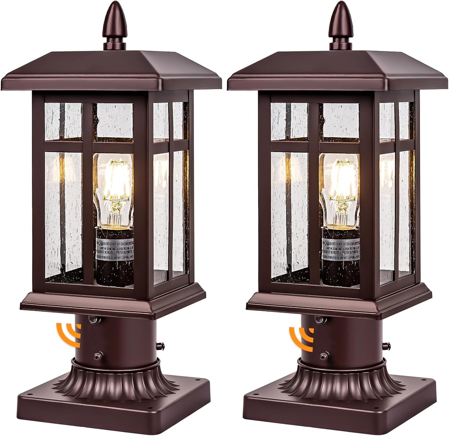 Dusk to Dawn Bronze Post Lights for Outdoor Spaces - 2 Packs