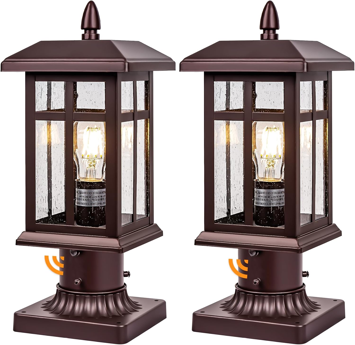 Dusk to Dawn Bronze Post Lights for Outdoor Spaces - 2 Packs