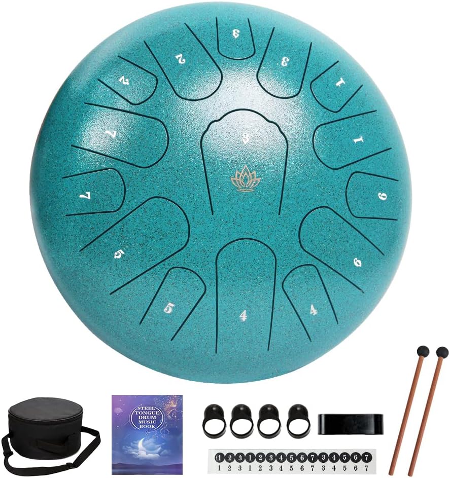 Rain Drum for Outside Garden - 12in Steel Tongue Drum 15 Notes