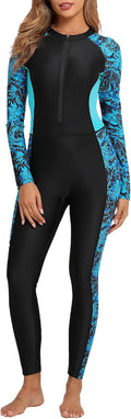 Womens Full Body Zip Front Rash Guard One Piece Swimsuit - UPF50 in