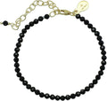 Handmade Crystal Beads Bracelets Faceted - Dainty Black Onyx Layering
