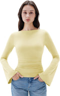 Stylish Crew Neck Bell Sleeve Top for Women by SUUKSESS