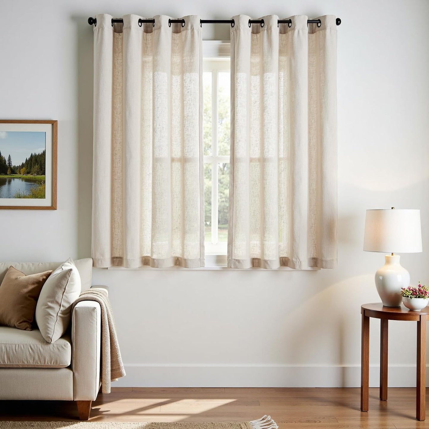 Natural Farmhouse Linen Curtains for Bedroom Light Filtering Drapes