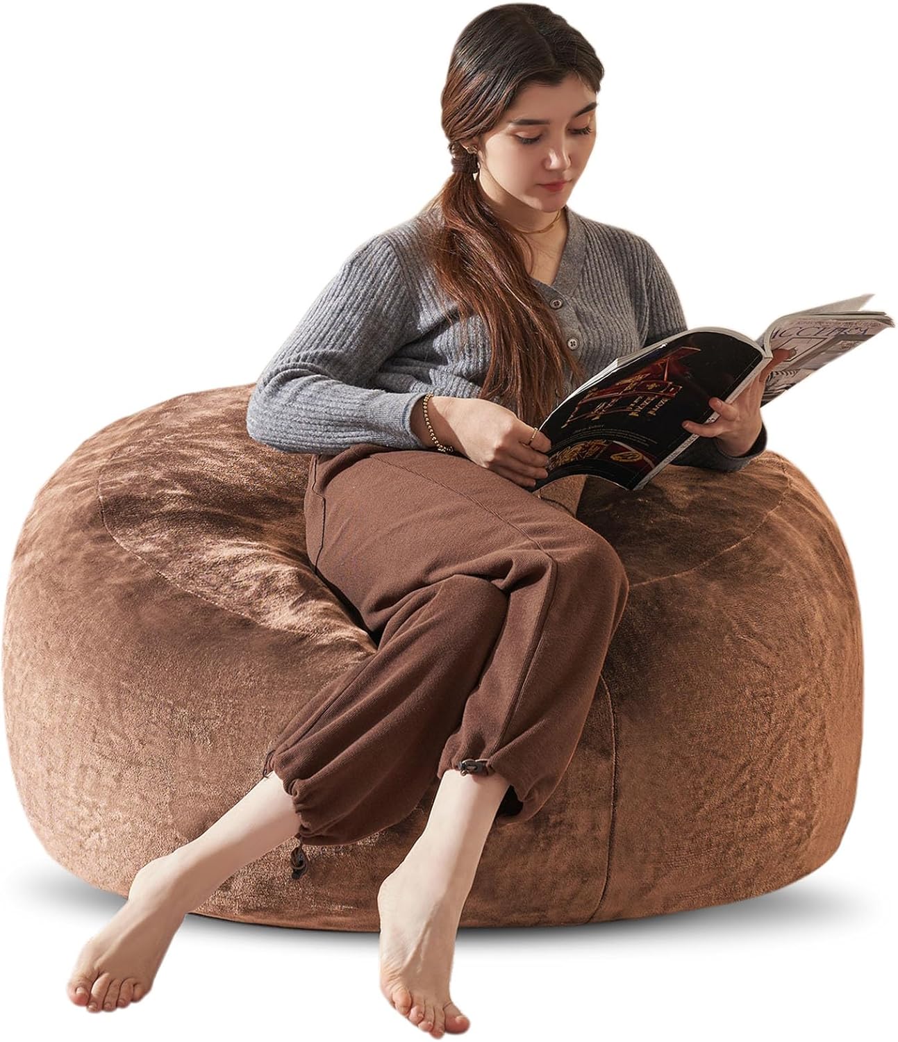 Comfy 3Ft Memory Foam Bean Bag Chair - Removable Flannel Cover