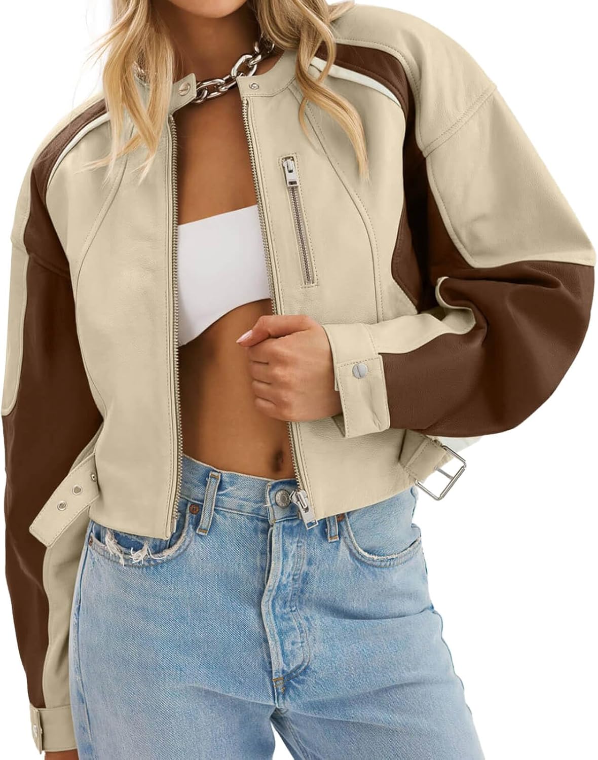 Stylish Womens Faux Leather Bomber Jackets for Fall Fashion